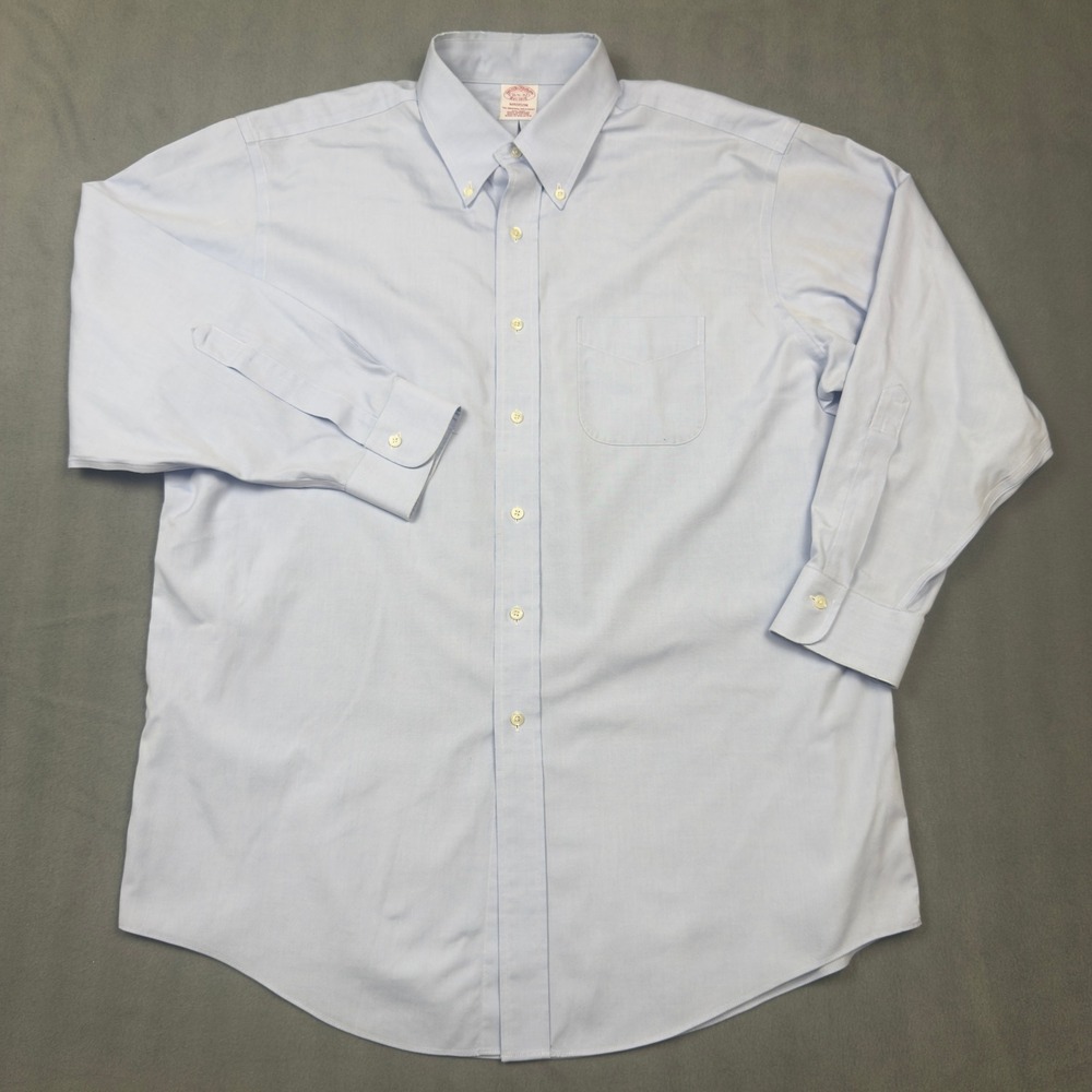 Brooks Brothers Madison Non Iron Supima Cotton Oxford Shirt Blue 16.5 32
